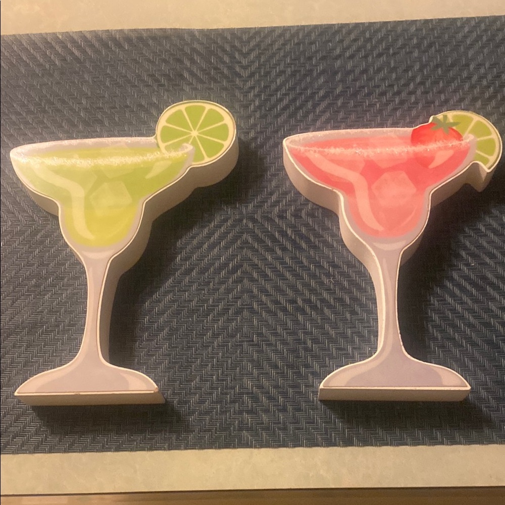 Margarita Glass Wall Decor Set - Green and Pink